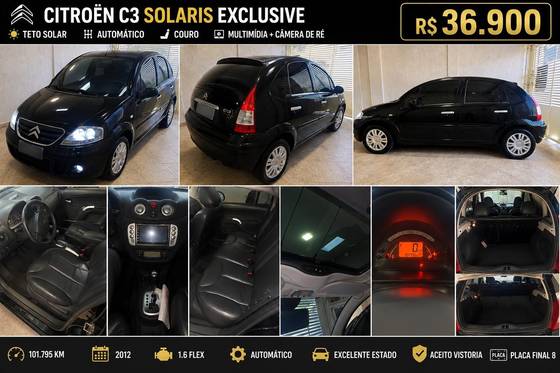 CITROËN C3 1.6 EXCLUSIVE 16V FLEX 4P AUTOMÁTICO